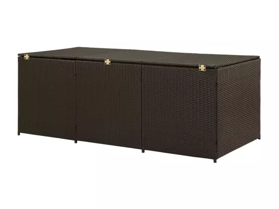 Boîte de rangement de jardin résine tressée 180x90x70 cm marron