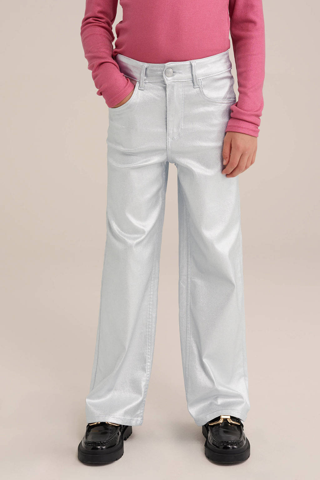 WE Fashion loose fit broek zilver