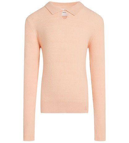 Calvin Klein Bluse - Strick - Rib - Polo Kragen - Pink Sand