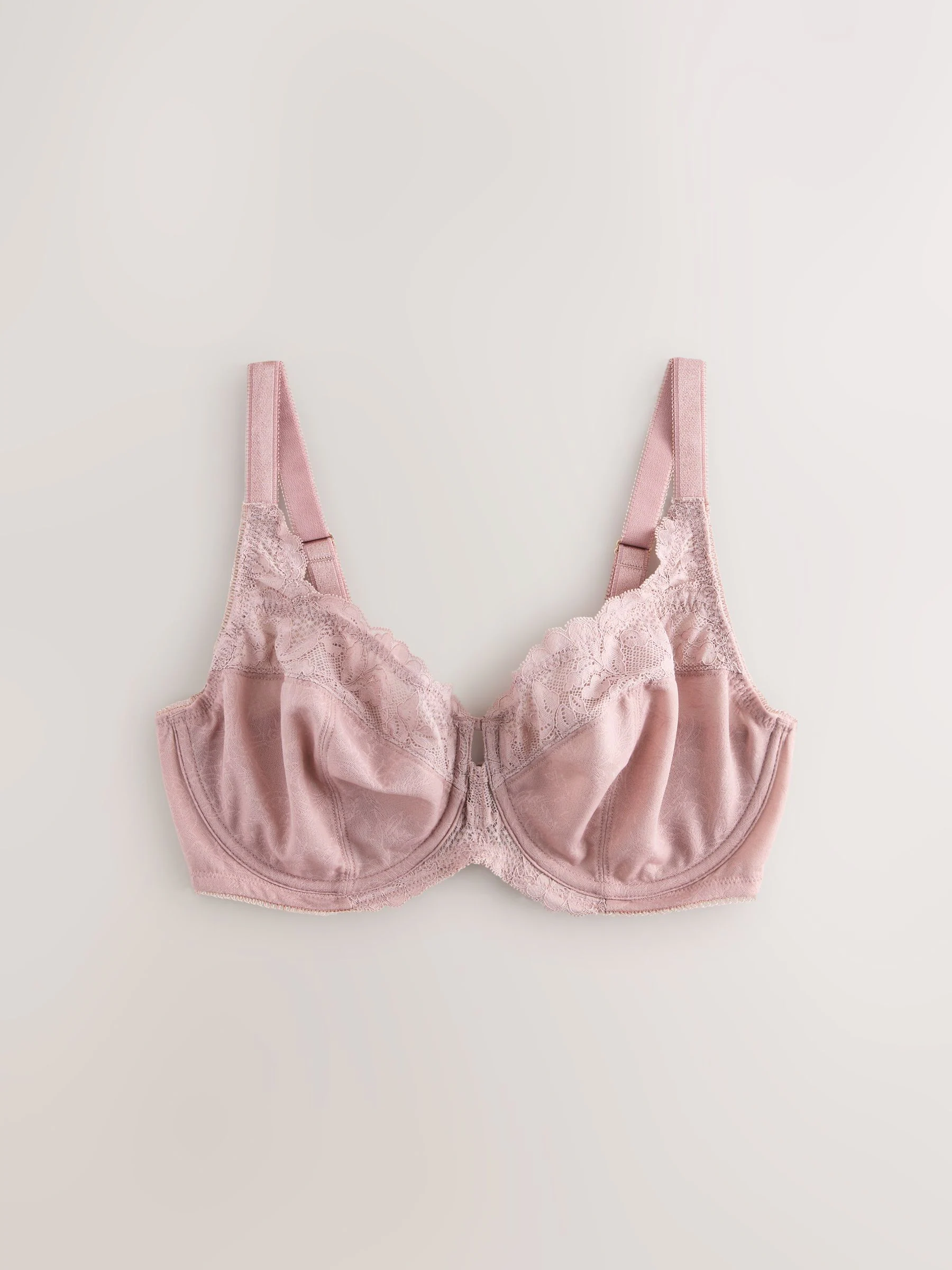 Marineblauw/bessenrood/roze - DD+ Beha's met volledige cups zonder vulling, set van 3 met kantversiering