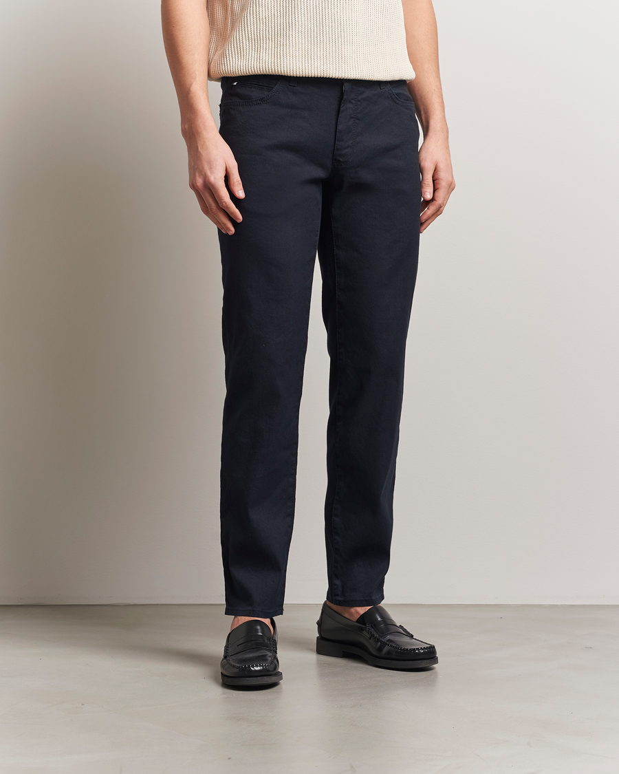 Brax Cadiz Linen-Flex 5-Pocket Pants Navy
