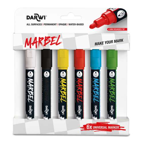 DARWI® Marbel Universalmarker 6er-Sets, 4 mm Rundspitze