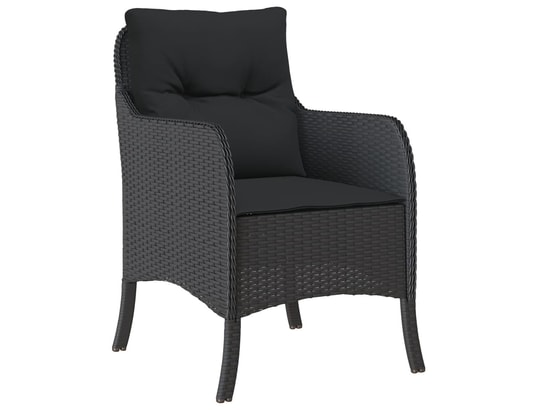 VIDAXL - Chaises de jardin avec coussins 2 pcs noir résine tressée