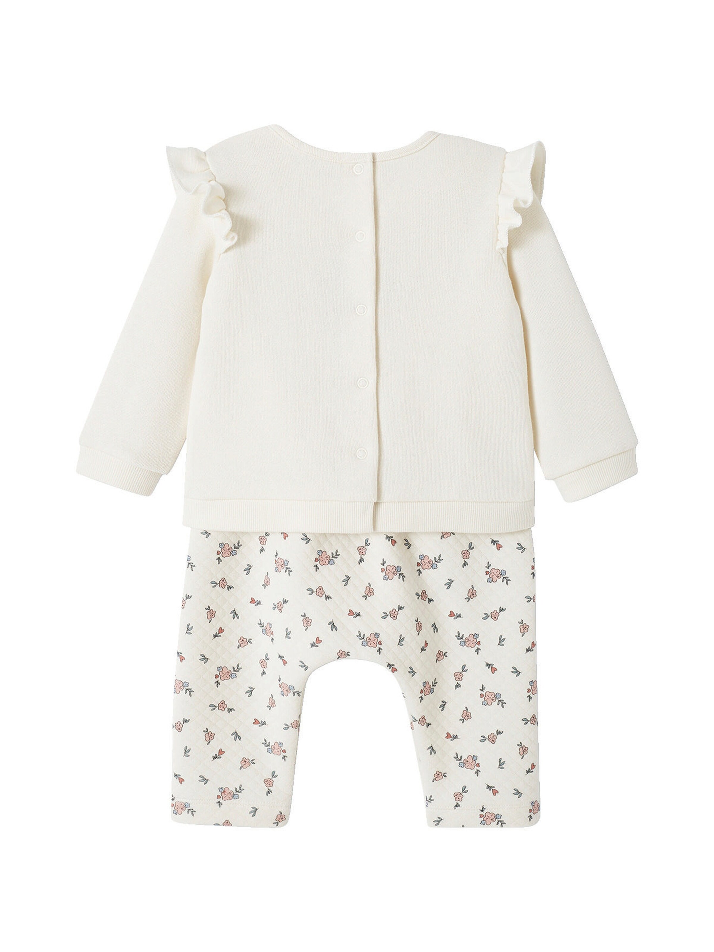 Vertbaudet Baby-Set: Sweatshirt & Hose wollweiß