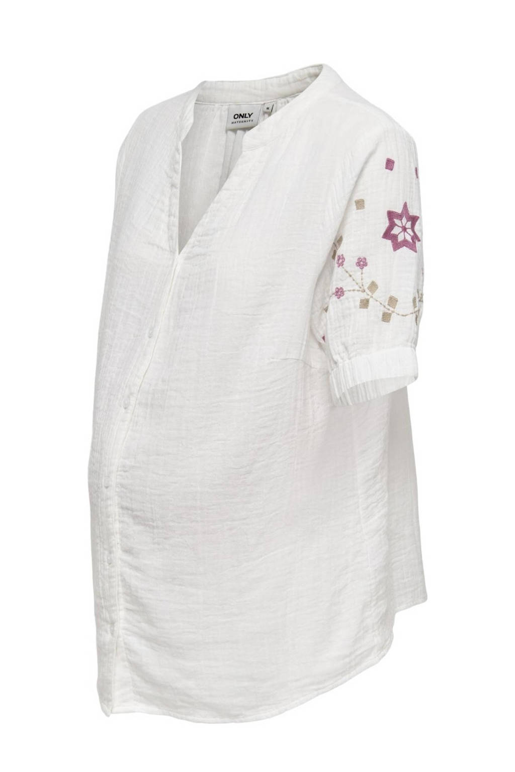 ONLY MATERNITY gebloemde zwangerschapsblouse OLMTHYRA LIFE wit/paars
