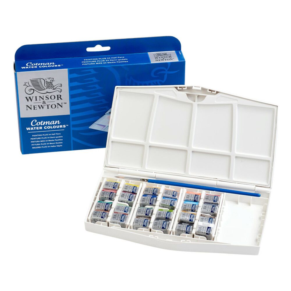 AKVARELLSETT WINSOR & NEWTON POCKETBOX 24 FARGER
