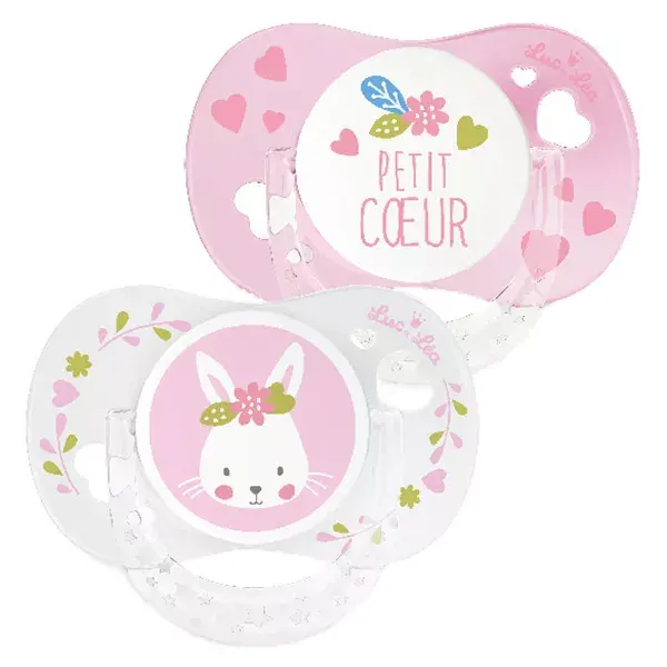 Chupeta de silicone Luc and Léa Edição Limitada Duo Coelho Coraçãozinho 0-6 meses