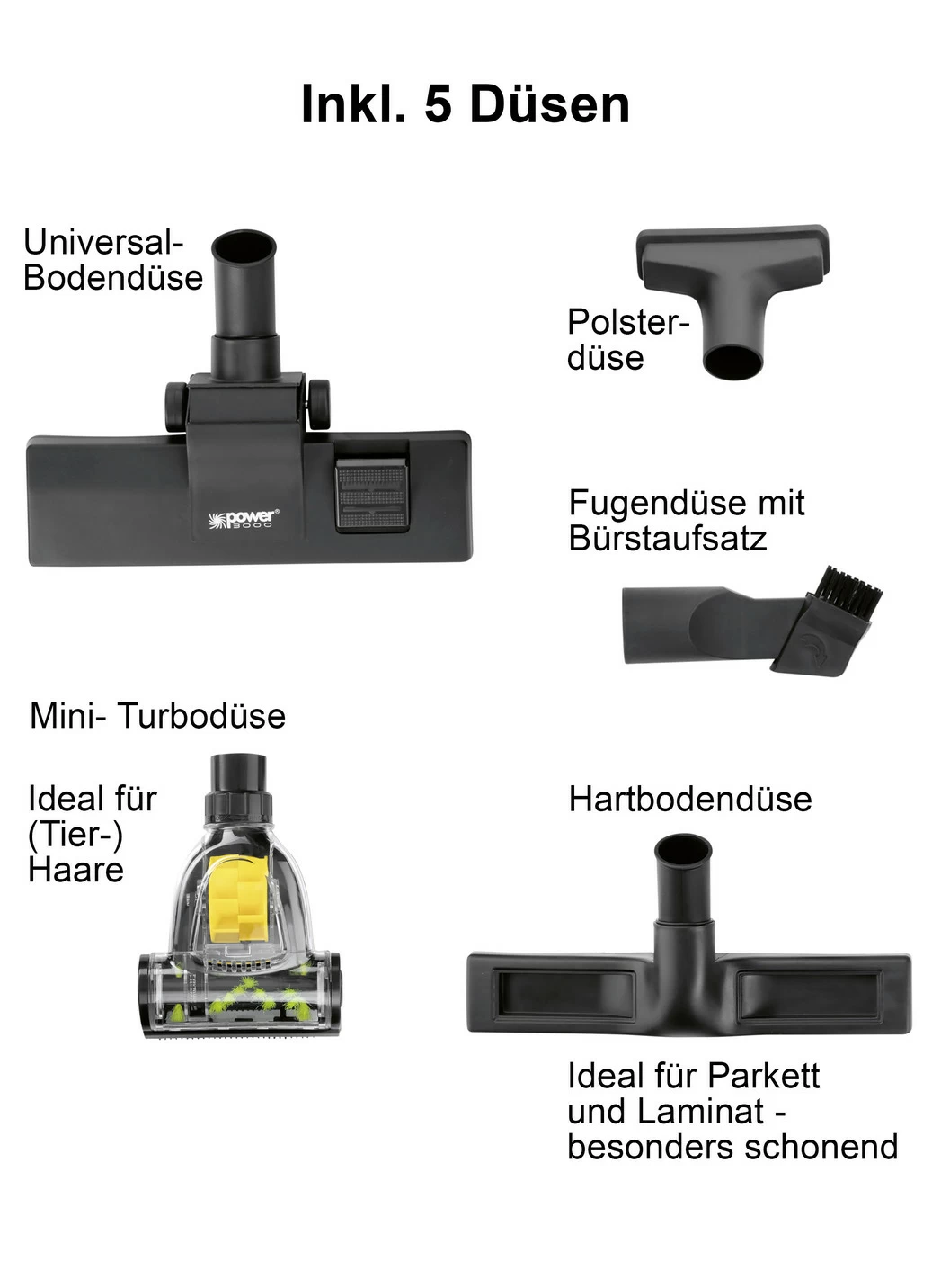 Bodenstaubsauger-Set inklusive 5 Düsen