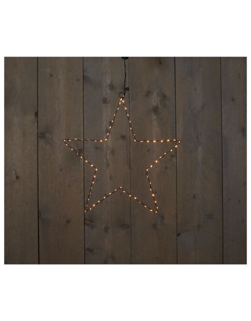 Anna's Collection Ster 2-D Met Koperdraad Verlichting - Kerstverlichting - 40 cm Warm Wit 70 led Werkt Op Batterijen. Met Timer