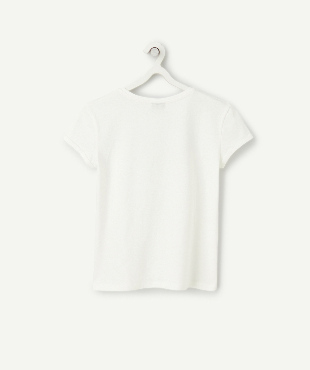 t-shirt manches courtes fille en coton bio blanc motif malibu
