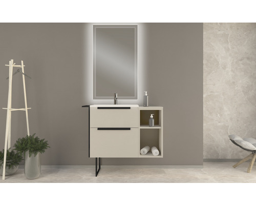 Badkamermeubel Baden Haus Urban BxHxD 60 x 62 x 46 cm Frontkleur geborsteld wit mat
