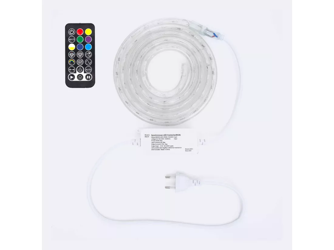 Gaine LED Ronde 220V AC 36 LED/m RGB IP65 Coupe tous les 100 cm sur Mesure RGB 9 m