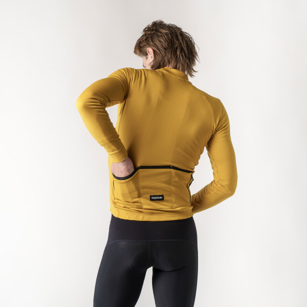 GripGrab EXPLR Merinotech Thermal langærmet cykeltrøje Mustard Yellow herre