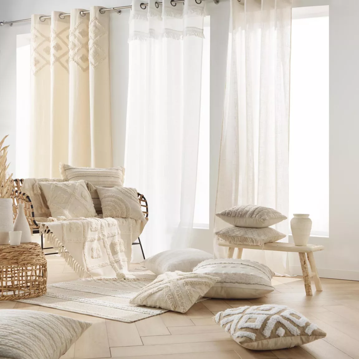 Housse de coussin carrée jute (40 x 40 cm) Damia Beige