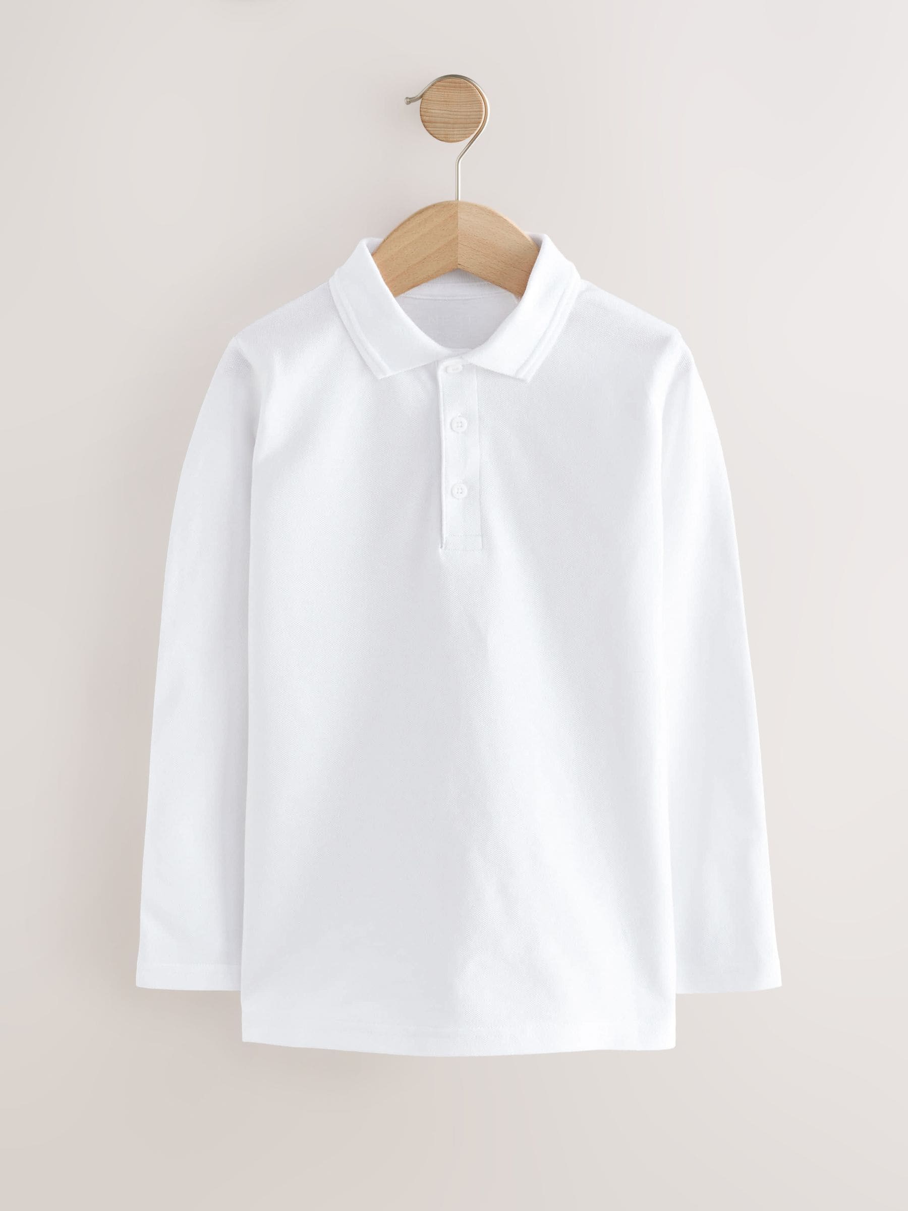 Wit - Set van 2 poloshirts met lange mouwen (3-16jaar)