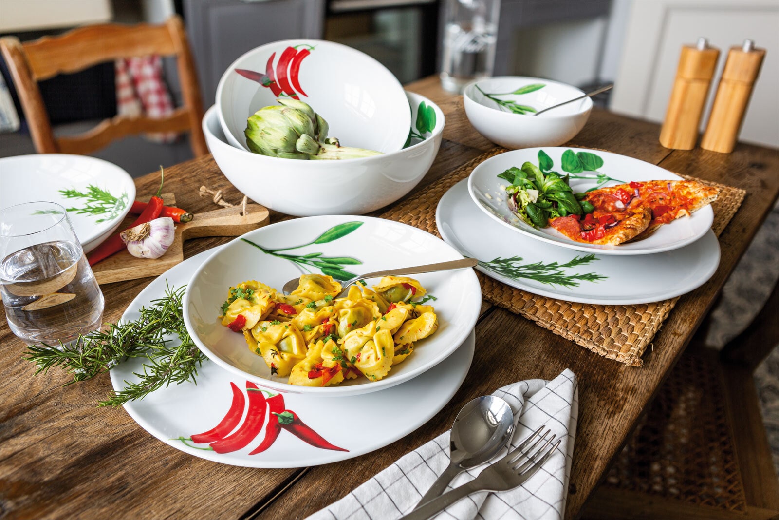 CreaTable Schale KRÄUTER SALBEI 20 cm Porzellan weiß