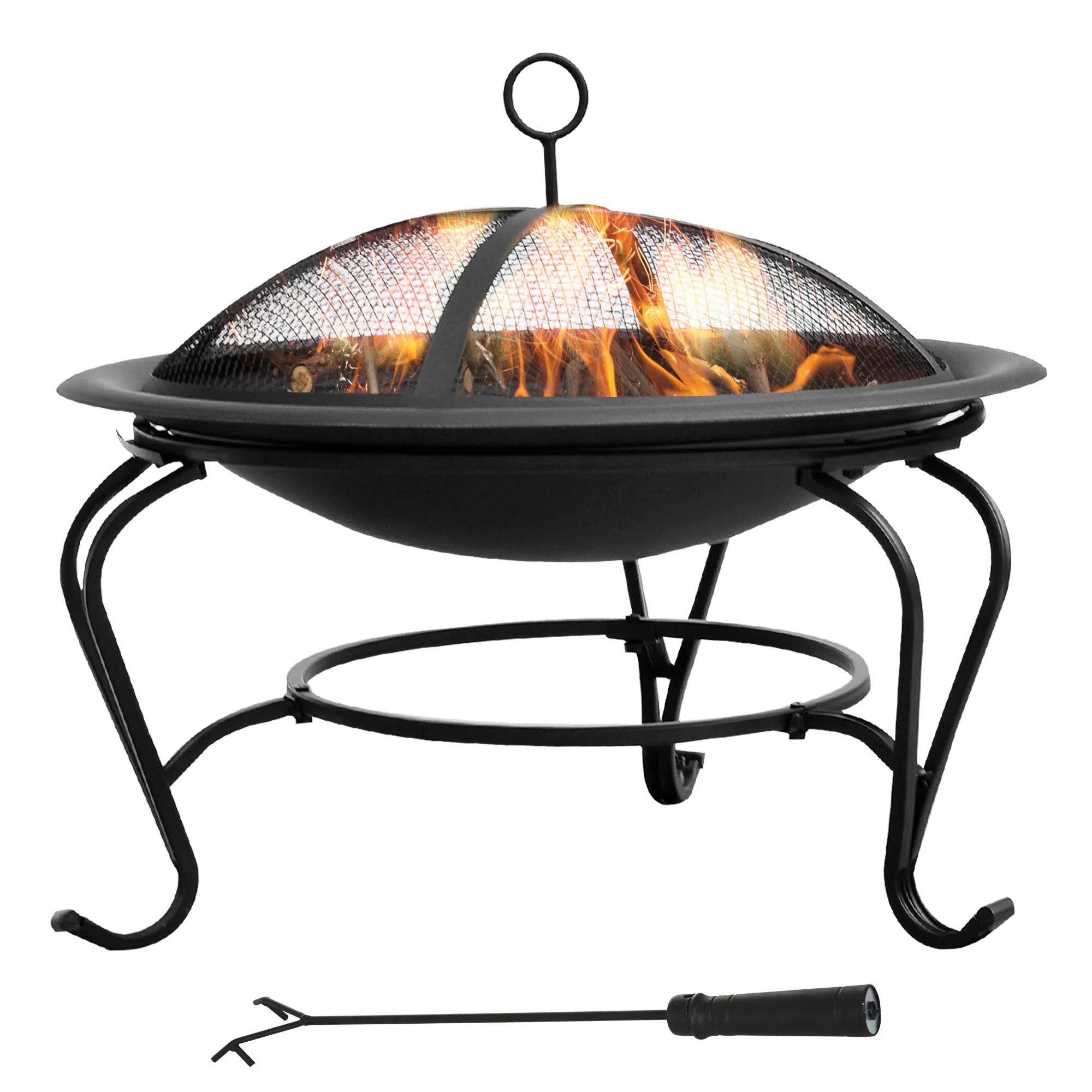 Outsunny Feuerkorb für Holz und Holzkohle schwarz 56 x 45 cm (ØxH)