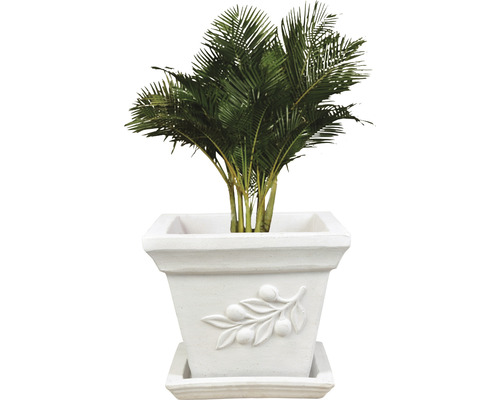 Lafiora Olive terracotta plantenpot, 34 x 34 cm, vintage witgrijs