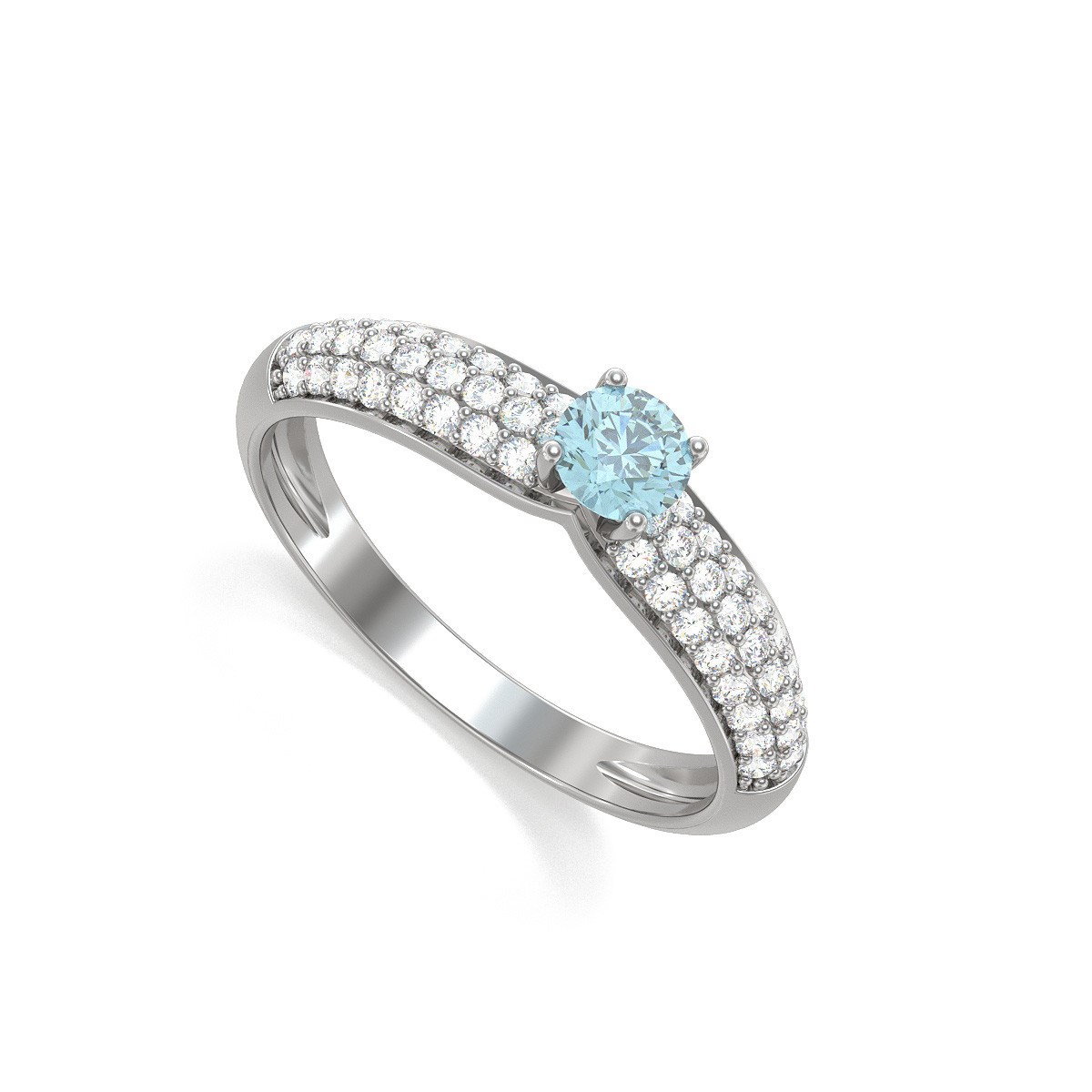 Bague ADEN Aigue-Marine et diamants sur Argent 925 1.978grs