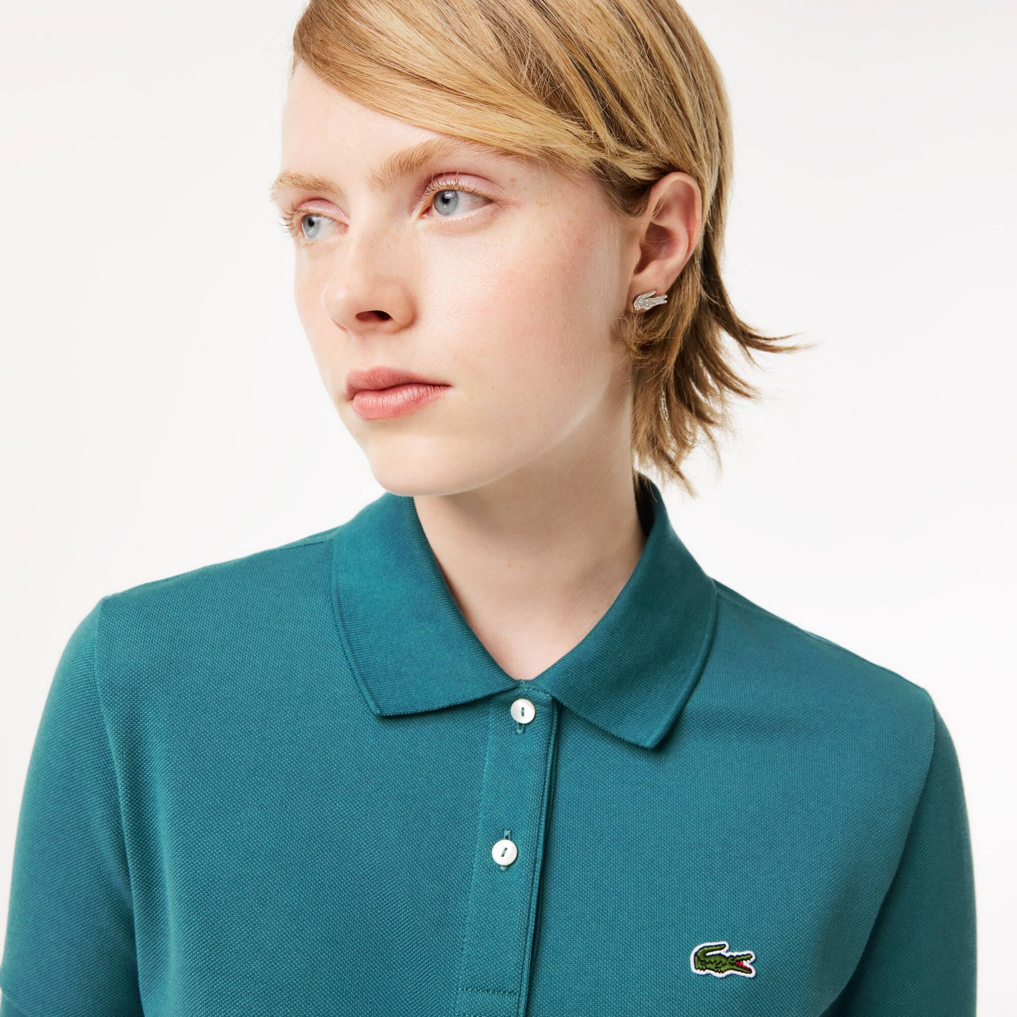 LACOSTE Regular Fit Damen-Poloshirt aus weichem Petit Piqué Kurze Ärmel - Blau - Lacoste - Damen