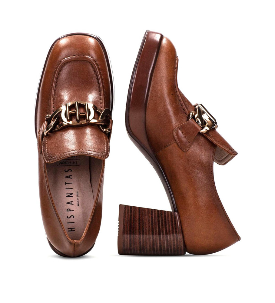 Sapatos Hispanitas Tokyo em couro marrom - Altura do salto: 7 cm -
