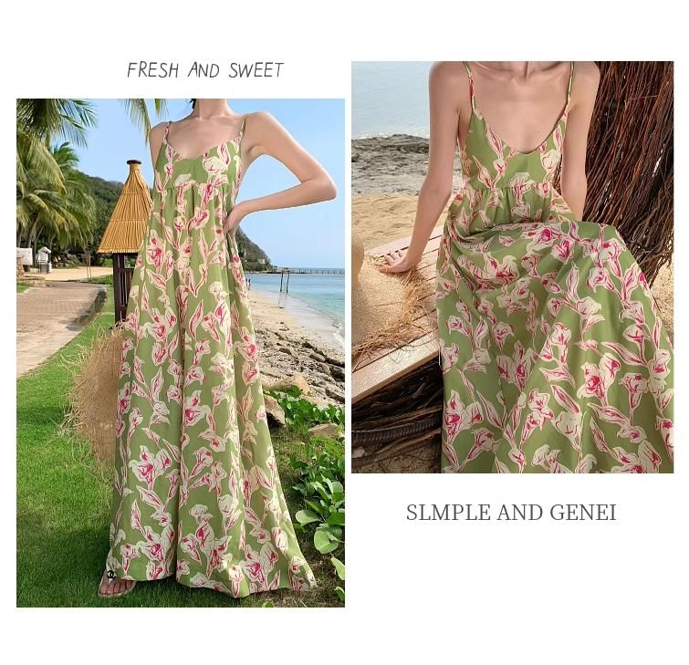 Juuri - Maxi-zonnejurk met spaghettibandjes en bloemen