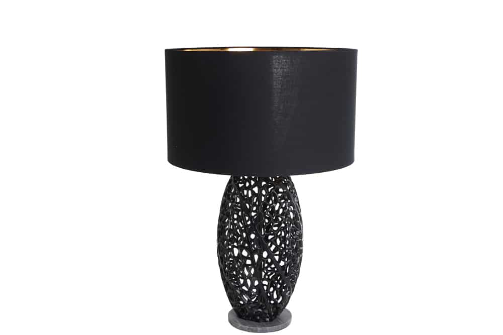Design Tischlampe ABSTRACT LEAF schwarz Metall Marmorfuß handmade