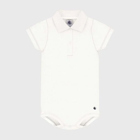 Body à manches courtes et col polo   Blanc        de               Petit Bateau