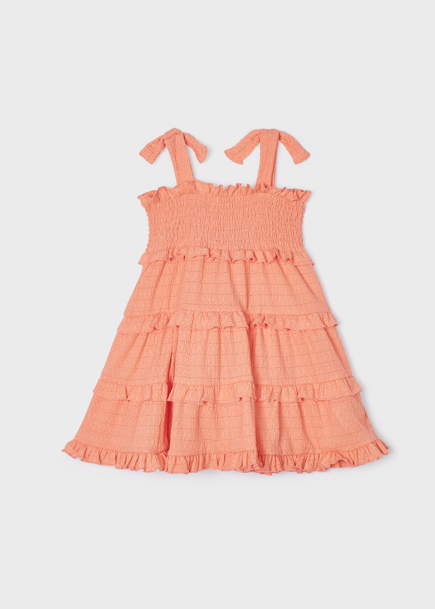 Vestido de alças com detalhes franzidos para meninas
