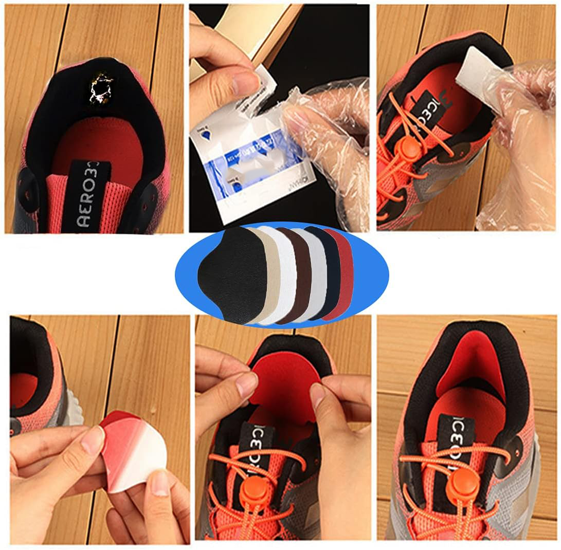 (2 Paar) Leder Fersen Pads Selbstklebende Anti-Rutsch Schuh Reparatur Einlagen - Weiss