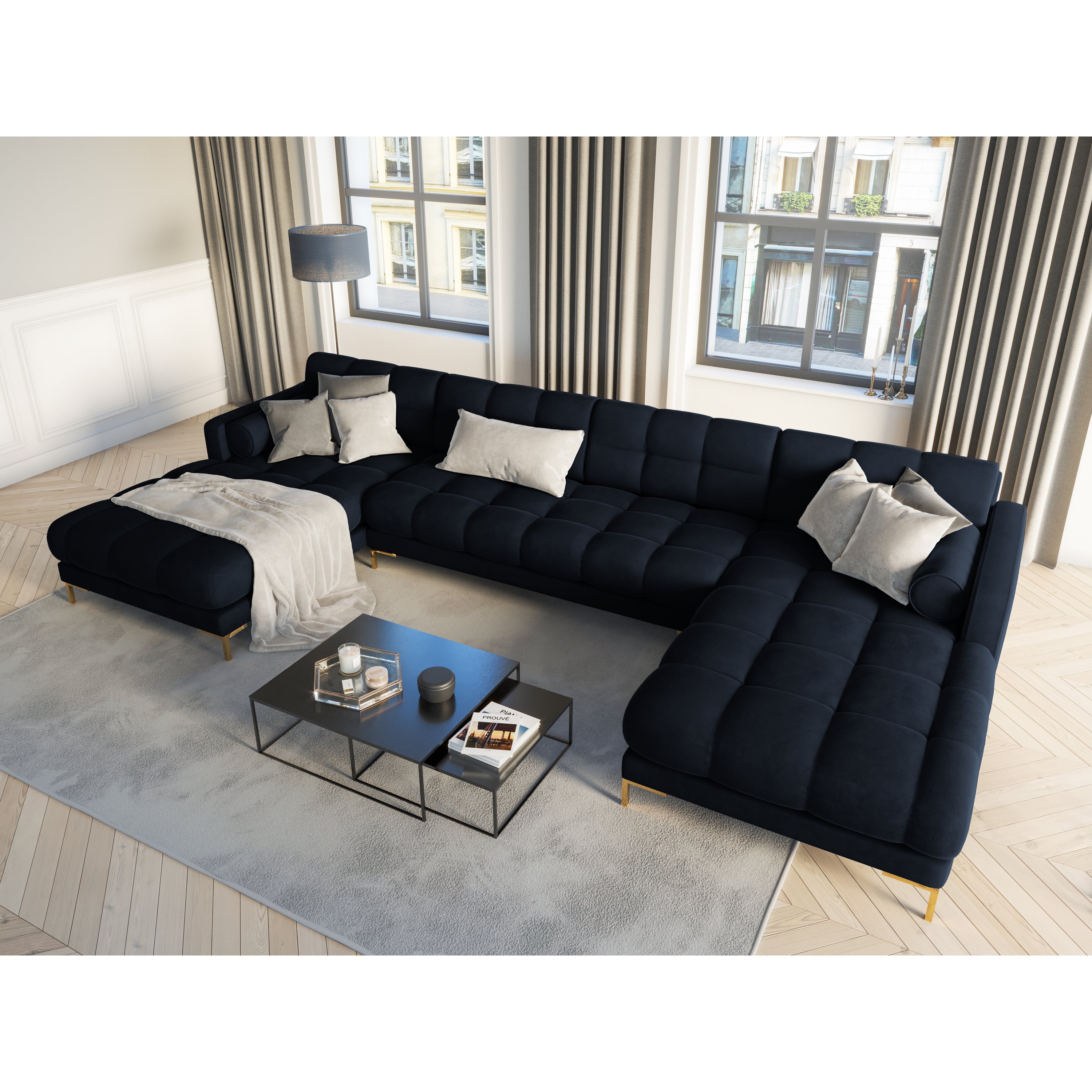 Cosmopolitan Design Bali U-bank - Donkerblauw / Goud