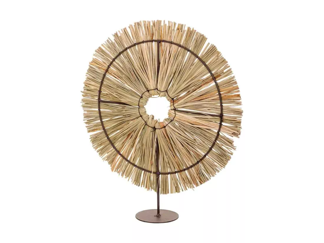 Figure décorative en fibre naturelle marron 32x02x37h