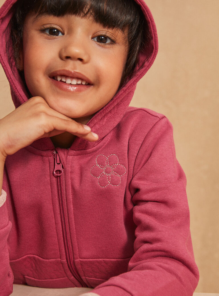 Sweat à capuche en molleton rose