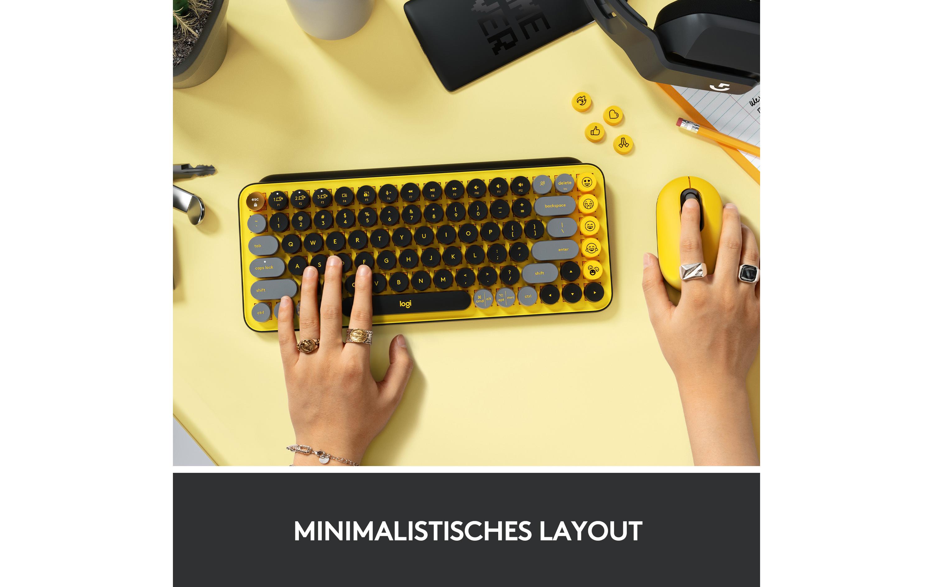 Tastatur POP Keys Blast Yellow<br>Kabellose mechanische Tastatur mit austauschbaren Emoji-Tasten