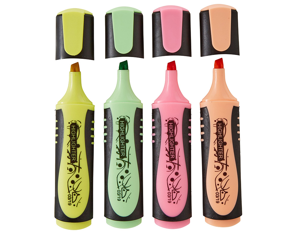 CONJUNTO DE 4 SUBLINHADORES AUCHAN CORES PASTEL