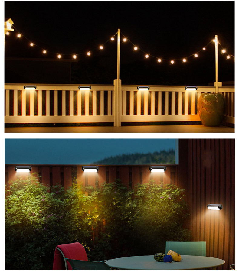 (2er Set) LED Solar Outdoor Lampe Garten Wandleuchte Aussen Beleuchtung (IP44) - Warmweiss / Kaltweiss