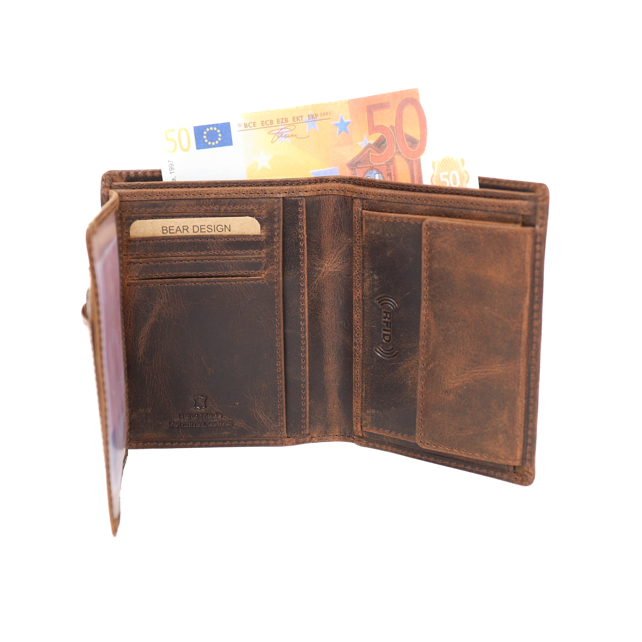 Hoge billfold 'Iwan' vintage bruin