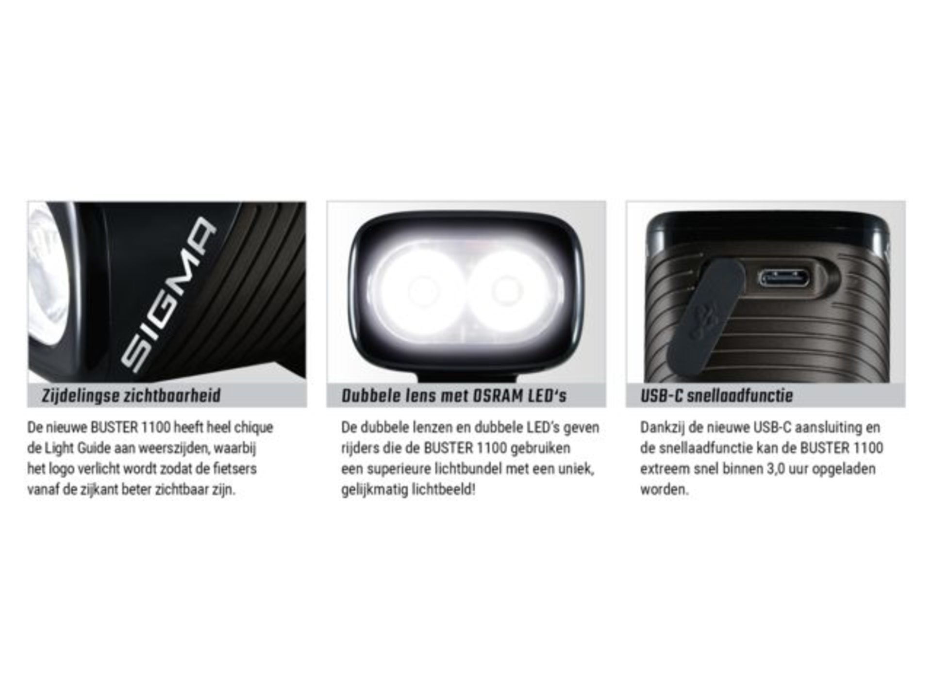 Sigma Sport Buster 1100 Koplamp met Schroefhouder Zwart