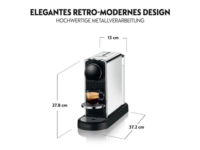 Krups Kaffeemaschine Nespresso CitiZ Platinum Edelstahl/Sch Elegante Nespressomaschine