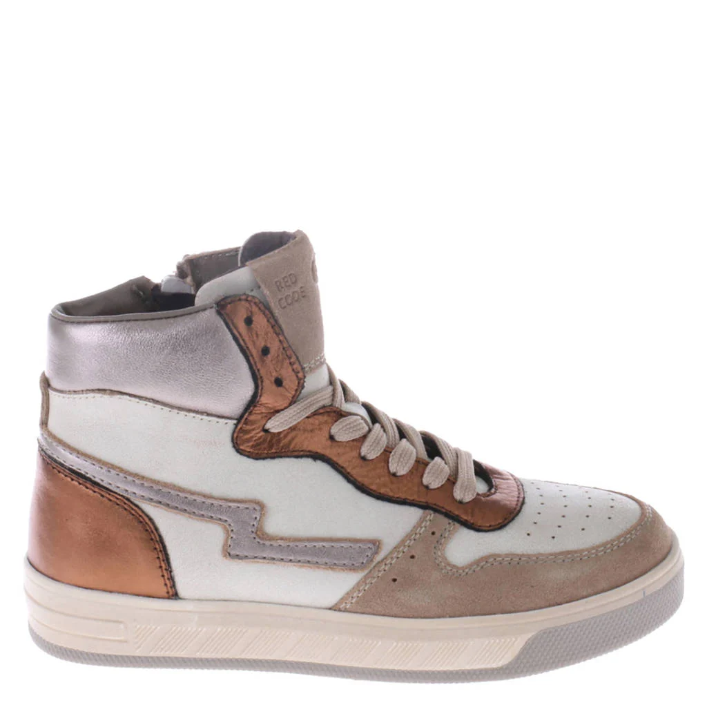 Red Code leren sneakers taupe combi