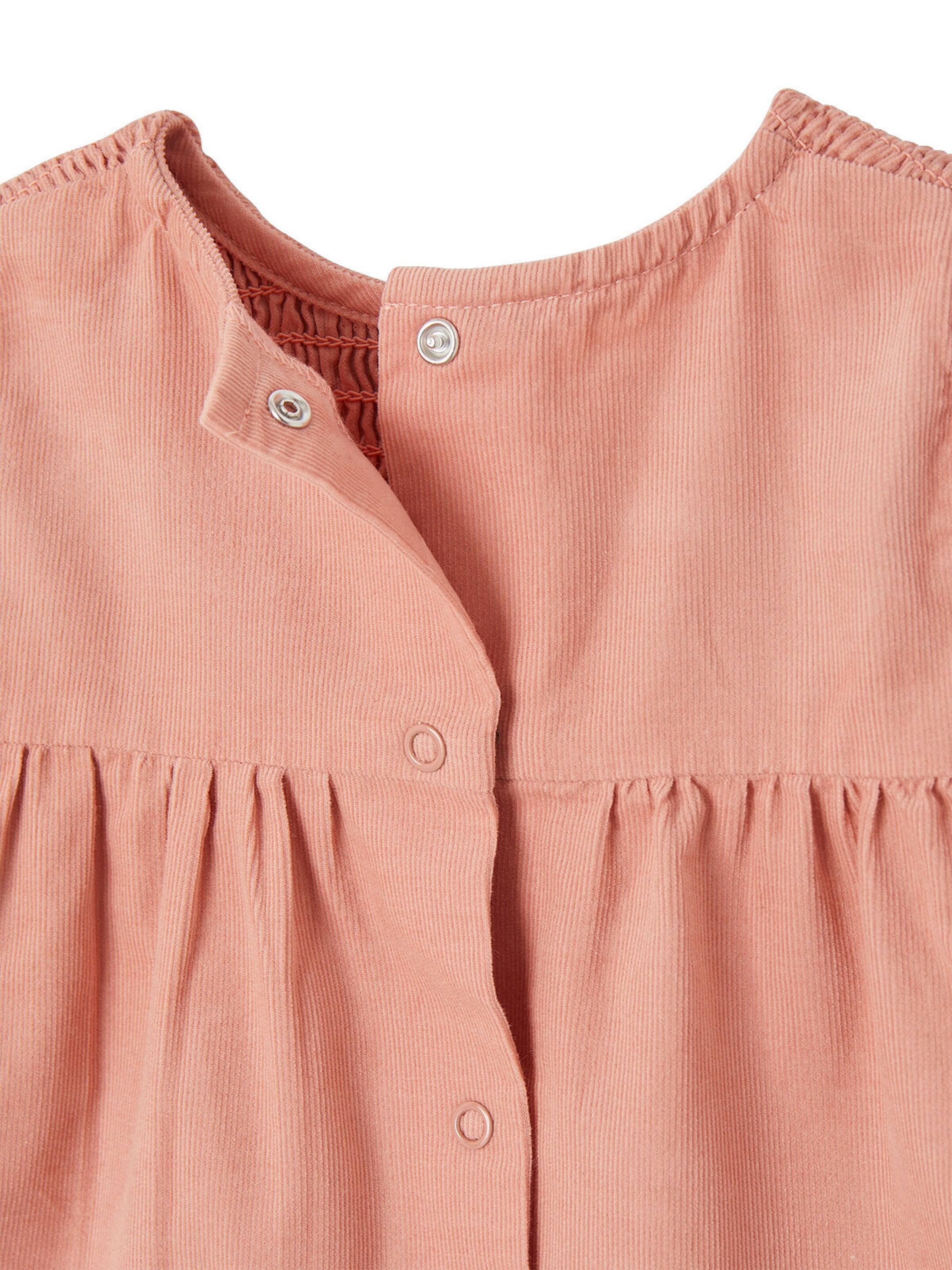 Vertbaudet Gesmoktes Baby Kleid aus Cord mit abnehmbarem Kragen rosa
