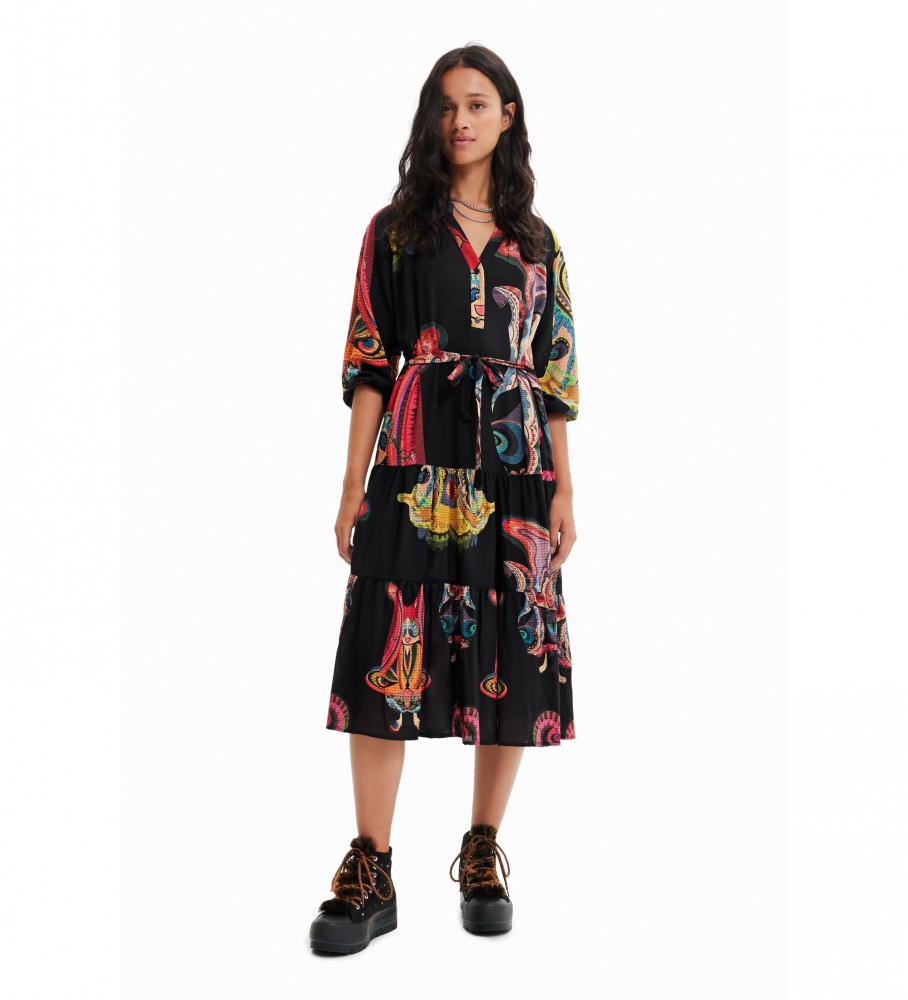 Vestido longo Desigual tamanho M. Christian Lacroix preto multicolorido