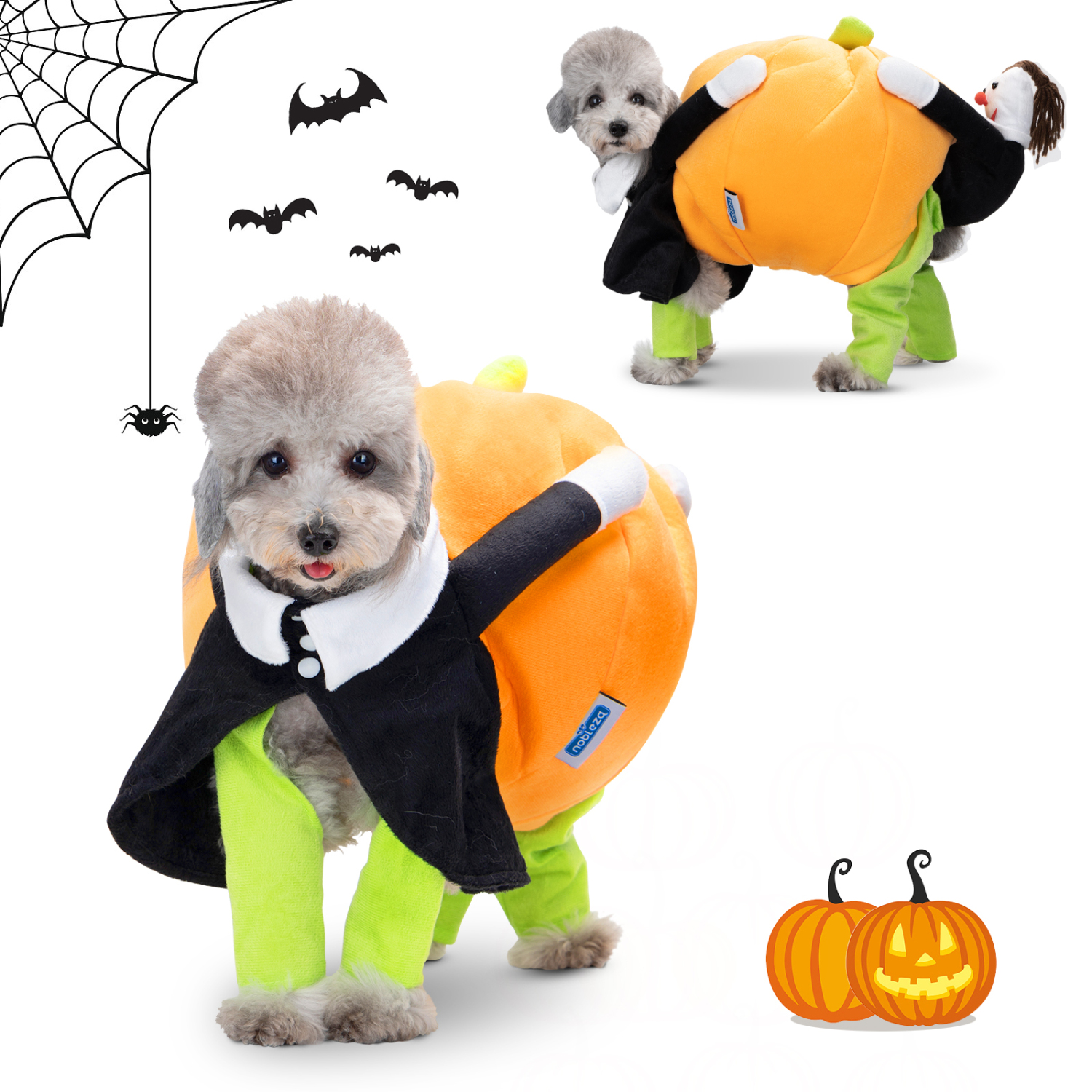 Nobleza - Fantasia de Halloween para Cachorro com Abóbora e Palhaço, Fantasia Divertida para Gato, Fantasia Cosplay Inusitada, Casaco de Inverno Quente (G)