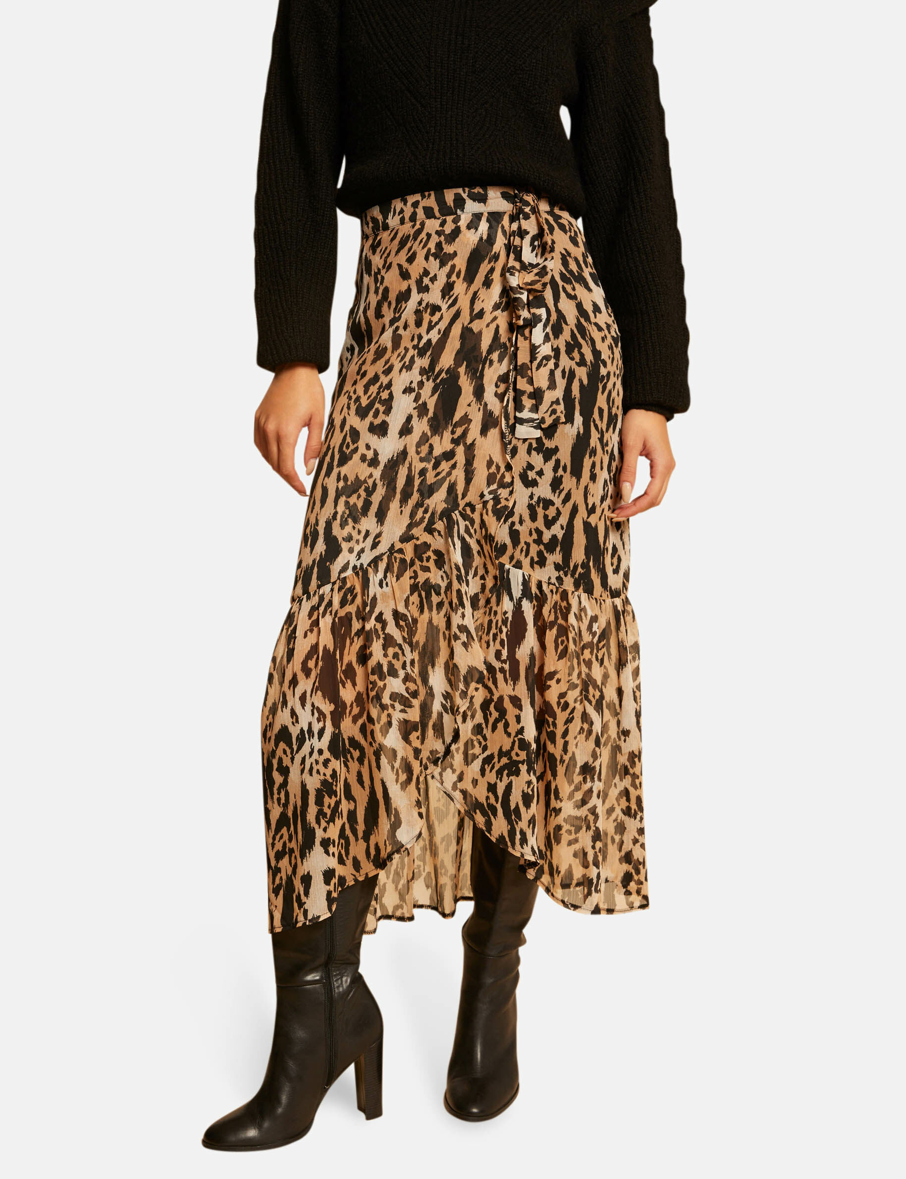 Jupe longue portefeuille imprimée multico femme - multico