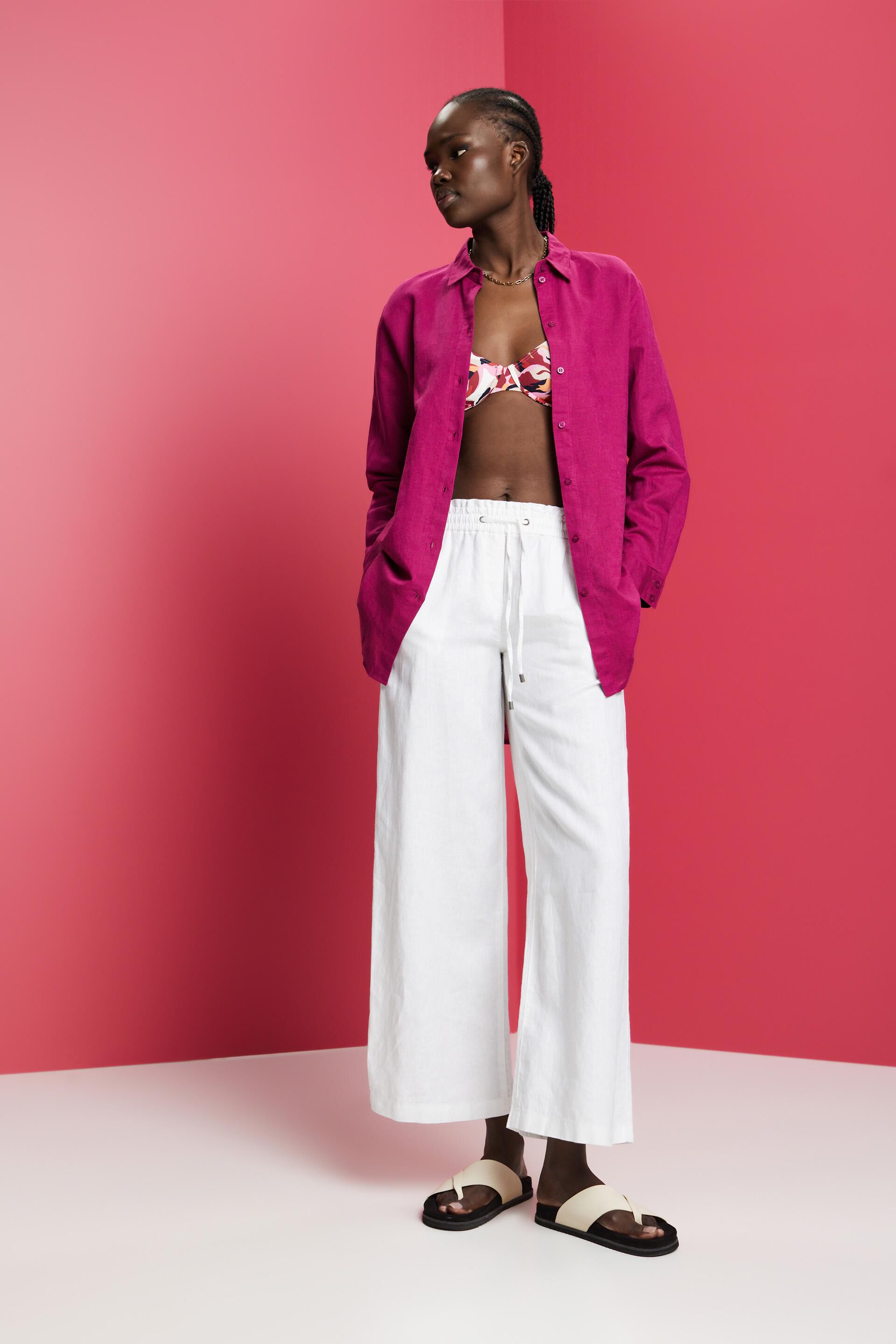 Chemise en lin et coton mélangés