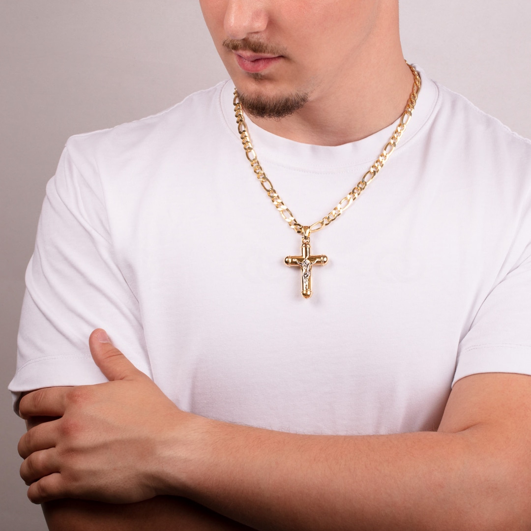 Anhänger 750/18 K Gelbgold Kreuz mit Jesus 54 x 37mm