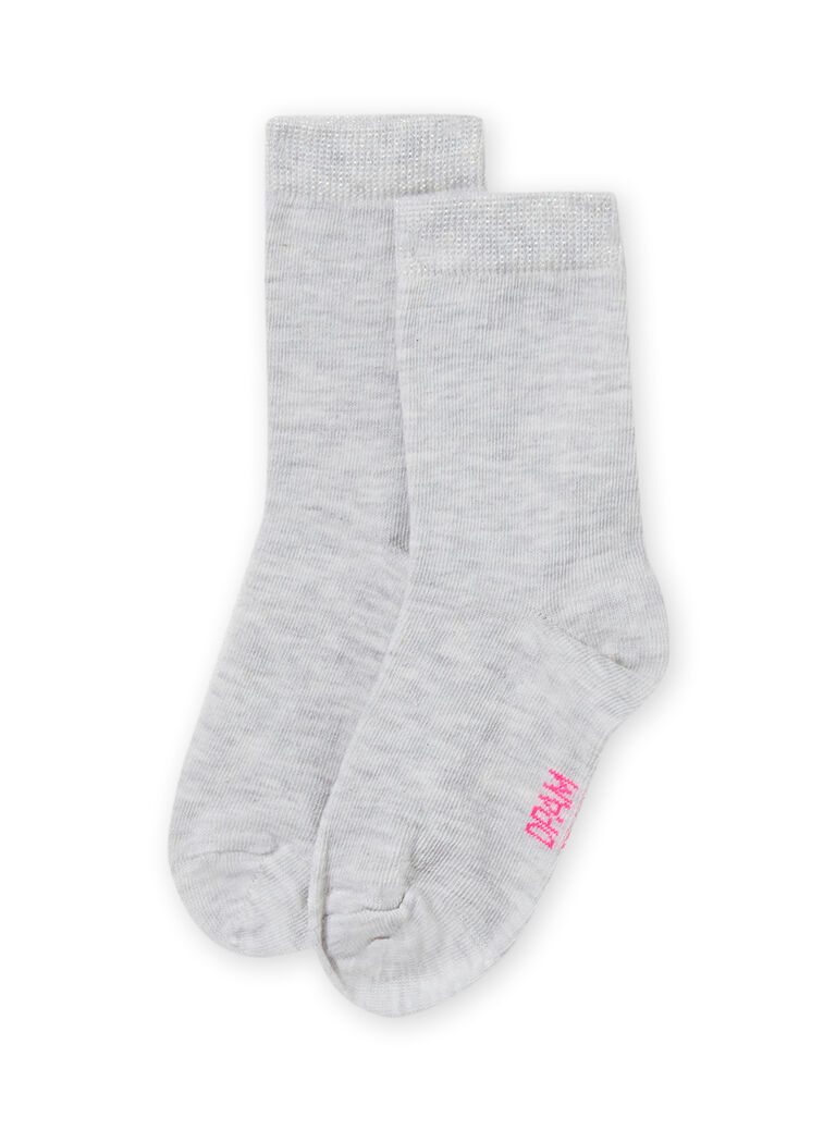 Chaussettes mi-hautes gris chiné enfant fille