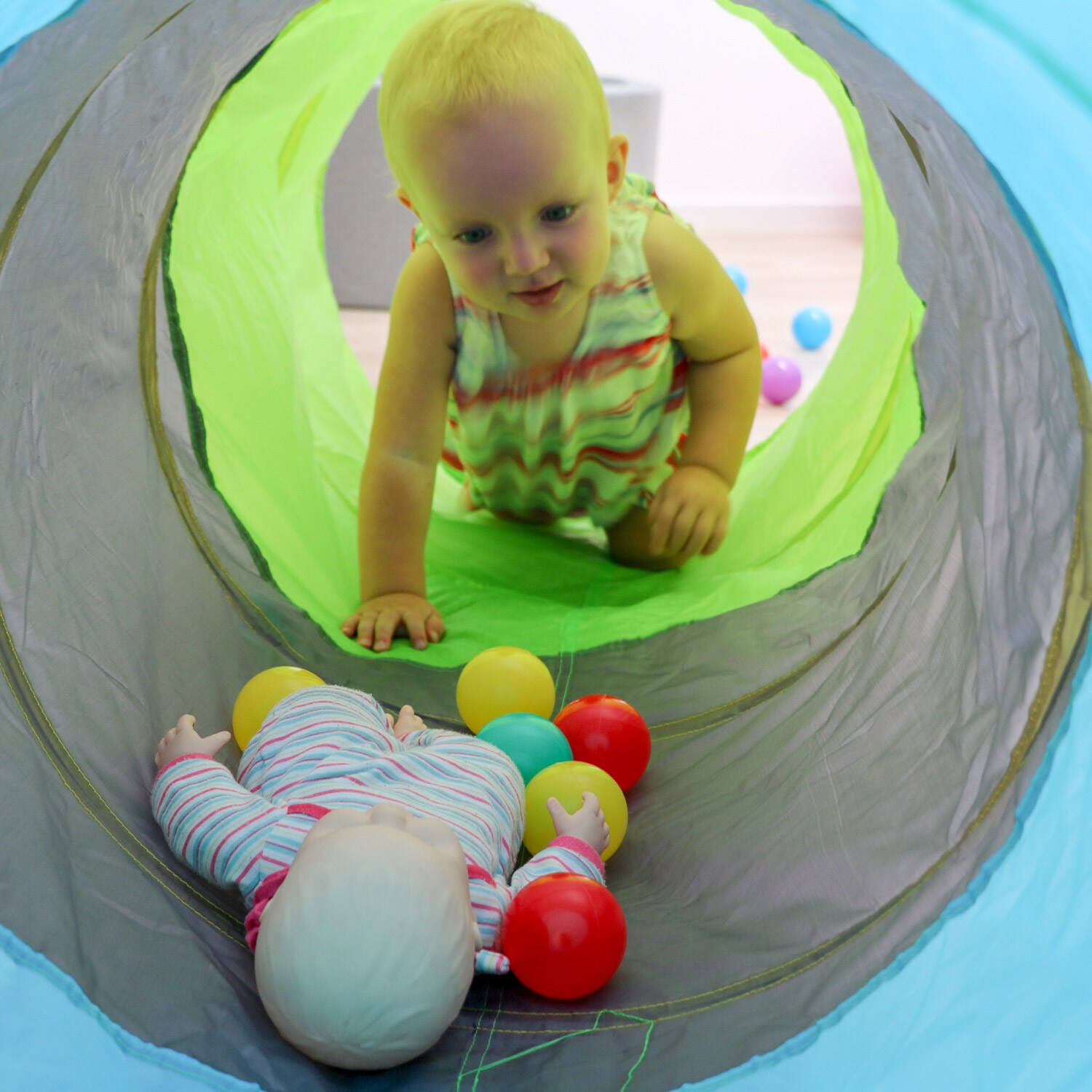 Spieltunnel 200 Bälle Kriechtunnel 180x46cm Krabbeltunnel Kinder Zelt Tunnel