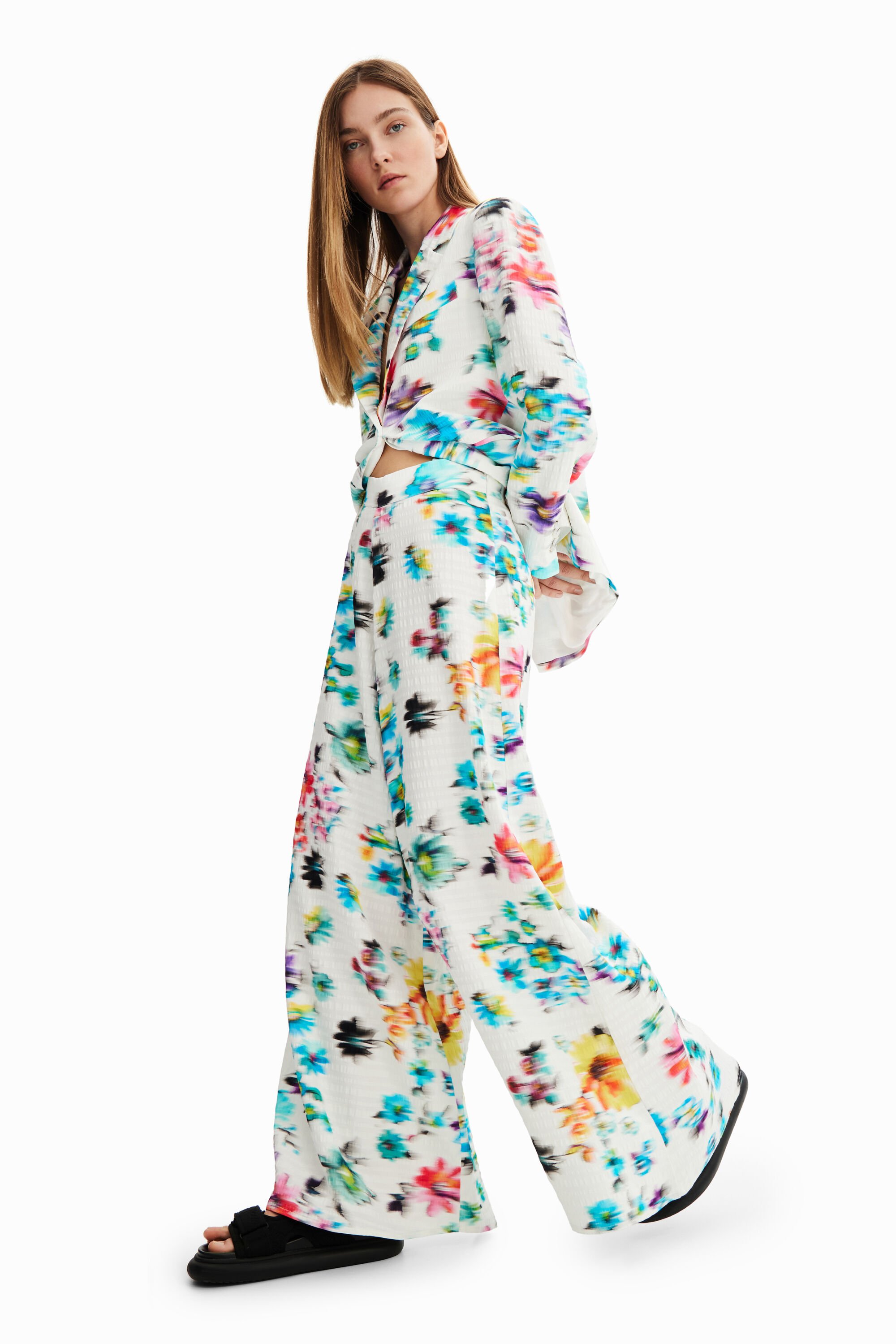 Pantalon maxi fleurs floues