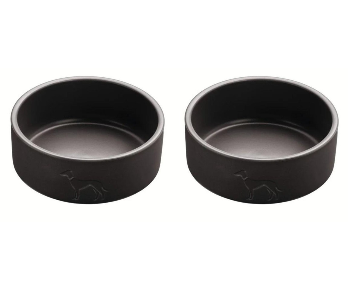 Hunter - 2 x Hundeskål Keramik Osby 350 ml, grå